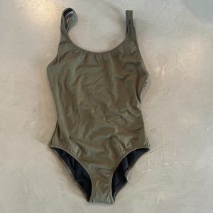 Army Green Solid and Striped Anne-Marie Swimsuit *NEVER WORN*